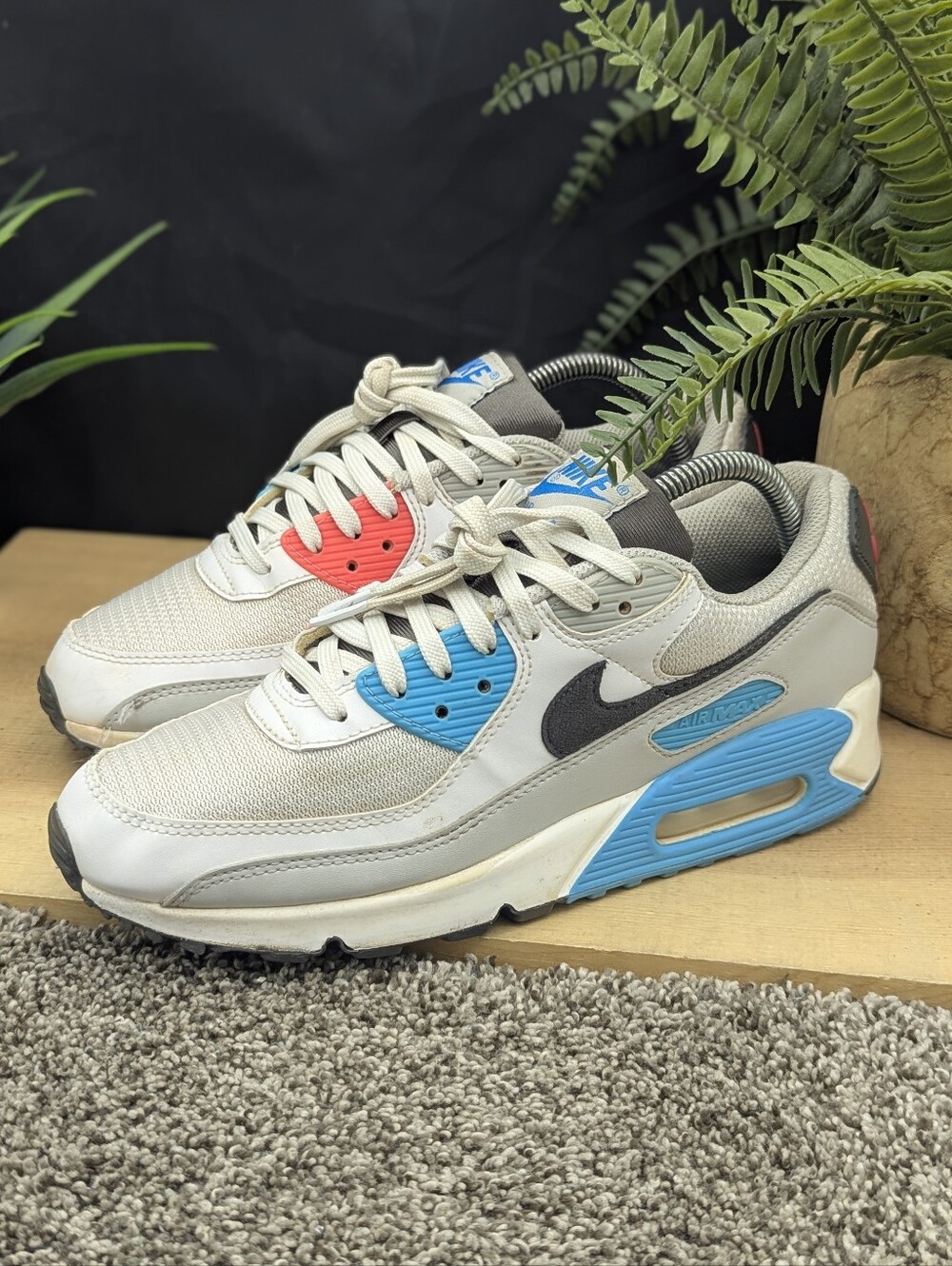 Nike Air Max 90 Chlorine Blue Red Mens Size 8 Women's 9.5 Shoes